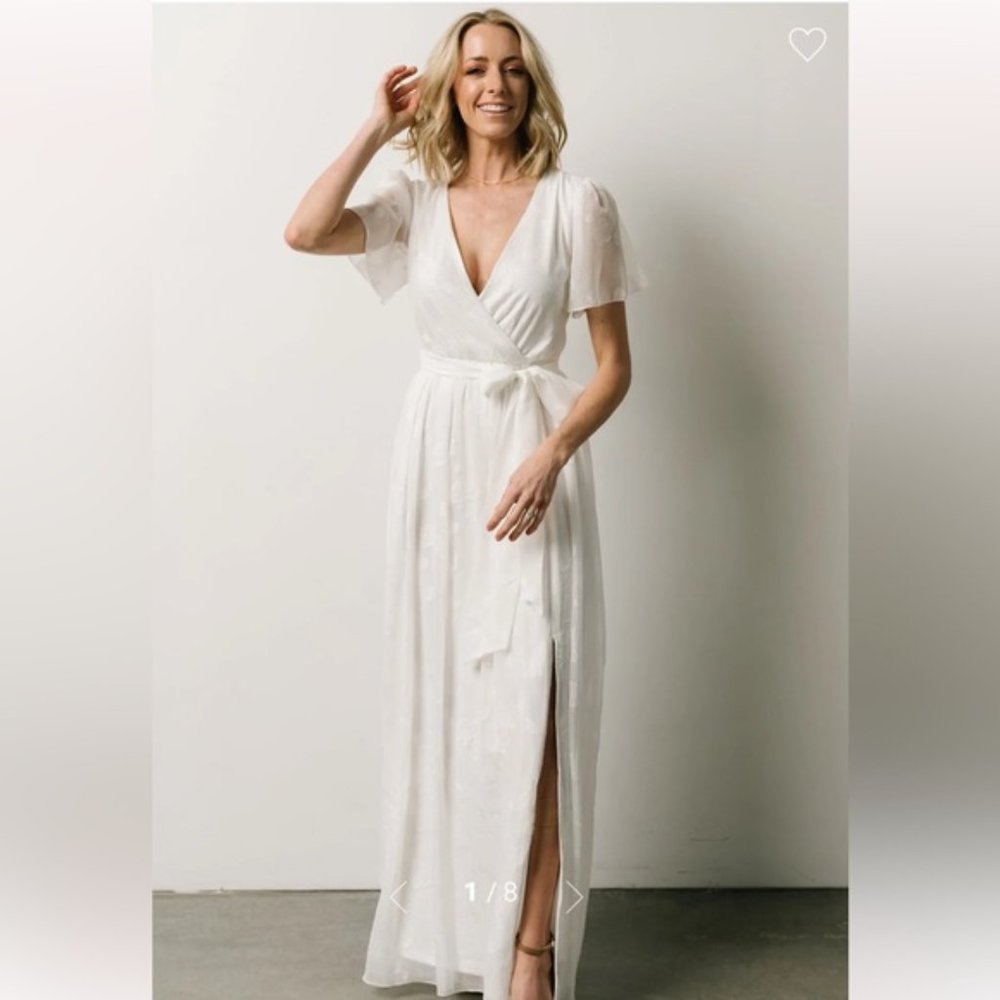 White Baltic Born Faye Burnout Chiffon Maxi Dress